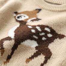 Sweater Lengan Panjang Motif Rusa Jacquard Kerah Bulat untuk Anak Perempuan Remaja - MultiWarna - View 9