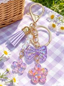1 pieza Llavero de flor de mariposa, regalo para mujeres, colgante simple y versátil - Púrpura malva - Ver 4