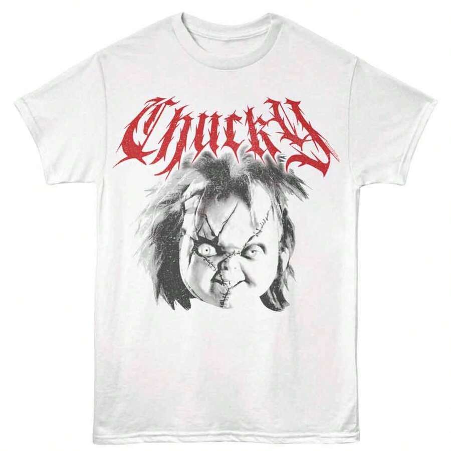 [Universal T-Shirt] Cchucky Kopf Erwachsenen Horrorfilm Shirt - Weiss - Übersicht 1