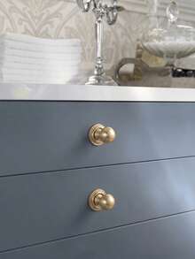 2pcs Vintage Distressed Bronze & Brushed Gold Round Ball Cabinet Pulls, Decorative Drawer Knobs With Grooved Middle Ring And Beaded Layered Round Base, Retro Luxury Furniture Hardware For Kitchen Cabinets, Wardrobes, Dressers, Closet Doors - Single-hole Washer - View 7