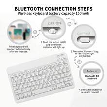 Teclado Bluetooth Ultra Delgado Portátil Mini Inalámbrico Recargable Compatible con Teléfono Apple Compatible con Tableta Teléfono Smartphone IOS Android Windows - Morado - Ver 6