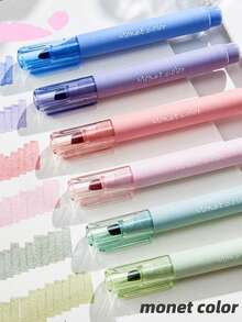 4pcs Blue Morandi Fluorescent Highlighter Pens, Smooth Touch, Fade-Resistant, Water-Based Ink, Rounded Tip, Suitable For Office Supplies, Writing And Correction, Notebooks, Sketching And More, Essential School Supplies For Back To School Season - Morandi Highlighter - View 10