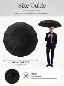 12-Rib Windproof Folding Umbrella, Travel Essential, Sun Protection & Rainproof Dual-Use, Portable Casual Vacation/Summer Supplies - Multiple Styles - View 9