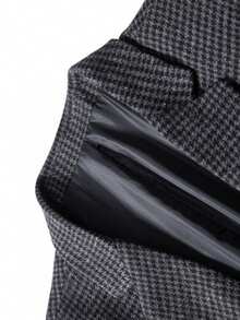 Blazer Pria Motif Houndstooth, Gaya Klasik Klasik, Potongan Slim Fit, Kancing Tunggal, Kerah Berlekuk, Jaket Jas Elegan, Serbaguna untuk Berbagai Acara, Hadiah untuk Pacar - Dark Grey - View 7