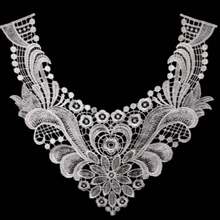 1pc Polyester Lace Embroidered Detachable Collar, Hollow Floral Decor Lace Applique Accessory, Suitable For Dresses And DIY Crafts - Multi-color - View 2