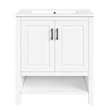 76.5 X 47 X 83 Cm, Freestanding Vanity Unit, Fully Lacquered, Double-Door Cabinet, Storage In Various Sizes, Integrated Ceramic Washbasin, Open Shelves, White. - White - View 12