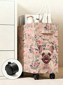 1 Storage Basket, Can Be Used As A Laundry Hamper And Clothes Basket For Sorting Dirty Laundry. Designed With Puppy Prints. This Foldable Movable Household Storage Rack Is Fitted With Smooth Rolling Wheels And Provides Large Storage Space. - Multicolor - View 6