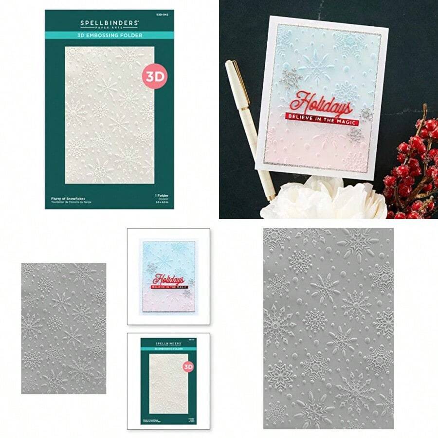 3D Embossing Folder 5.5"X8.5" - Flurry Of Snowflakes - As Pic - View 1