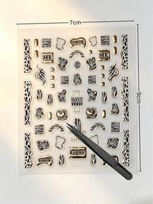 1pc Aesthetic Y2K Animal Pattern Decorative Sticker, Metallic Gold Asymmetric Design, Suitable For Laptop, Camera, Instant Camera, Phone Case, Earphone Case, Water Bottle, Storage Box, Home Decor - E - View 9