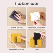 Creative Wall-Mounted Storage Rack With Hook, No-Drill Wall-Mounted Phone Charging Shelf, Bedside Outlet Phone Charging Organizer Box, Dorm Desk Organizer Rack, Random Color - Random Styles - View 7