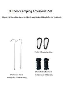 6PCS.10PCS Outdoor Camping Tent Fixing Accessories Set, Includes Ground Stakes, D-Shaped Buckles And Ropes Windproof Kit - Multicolor - View 12