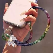 1PC Bowknot Rhinestone Wrist Strap, Luxury Rhinestone Phone Lanyard, Short Wrist Strap, Ins Style Women's Exquisite Bowknot Pendant Accessory, Anti-Lost Phone Case Hanging Chain, Outdoor Travel Hand Strap With Free Clip - Multicolor - View 11