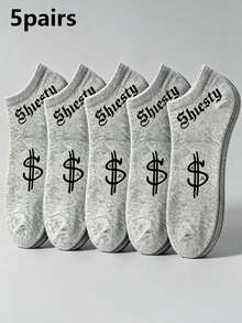 1/5/10/15 Pairs Men's Dollar Letter Pattern Boat Socks, Soft Fashionable Breathable Sweat-Absorbing Short Socks, Street Style, Unisex, Suitable For Daily Wear, All Seasons - Multicolor - View 17