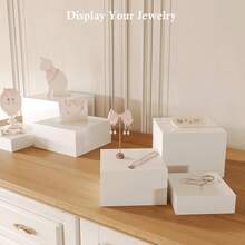 6 Pcs Hollow Bottom, White Acrylic Display Stands Boxes, Table Riser Cube Set For Jewelry Figures Show Party Christmas - 6 Pieces - View 3
