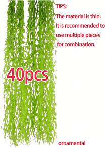 40/60 根超长豪华柳条藤蔓，35.4 英寸人造常绿常春藤，浓密纹理绿叶，仿真藤蔓，适用于新年、复活节、圣帕特里克节、开斋节、春季家居、户外、婚礼拱门装饰 - 綠色 - 查看 4