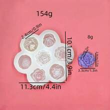 1pc 7-Hole Flower Succulent Aromatherapy Candle Silicone Mold, Decorative Small Flower DIY Car Plaster Ornament Silicone Mold - White - View 5
