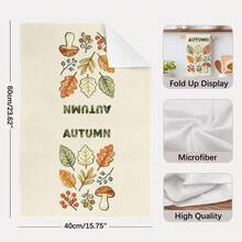 2PCS Kitchen Towels Watercolor Autumn Maple Leaf Pumpkin Mushroom Pattern Printed 40*60cm Watercolor Style Rectangular Microfiber Kitchen Towels, Dish Cloths, Tablecloths, Hand Towels, Kitchen Decor, Home Decor, Housewarming Gifts For Neighbors, Perfect For Kitchen And Bathroom Use, Suitable For Housewives And Family Gatherings, For Money, Household Essential - Multicolor - View 4