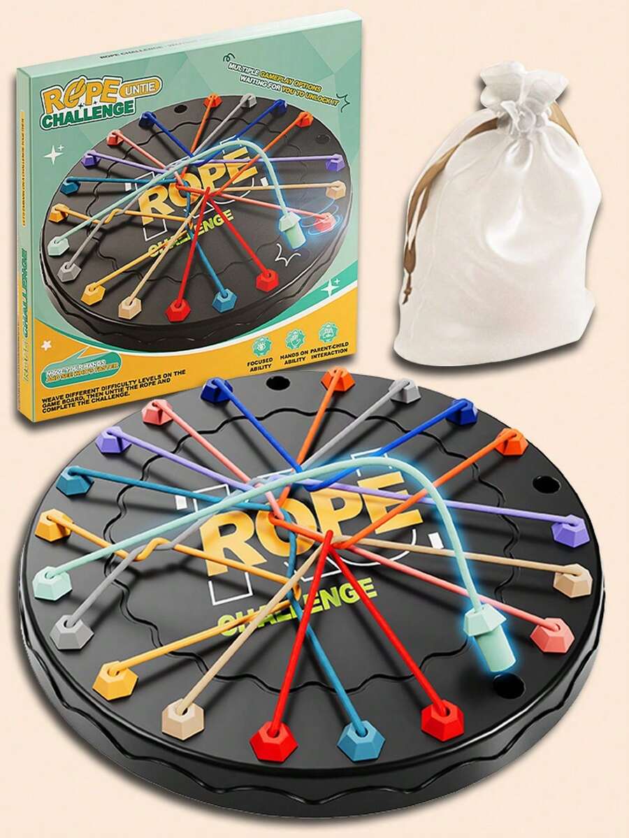 1件繩索解開挑戰桌上遊戲，益智解密互動遊戲，適合假期與派對聚會，生日與節慶派對禮物