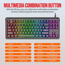 RAIKU 80% Illuminated Keyboard Mouse Wired Mechanical Feel Gaming Keyboard With Contour Keycaps LED Backlit 87-Key Keyboard - View 5
