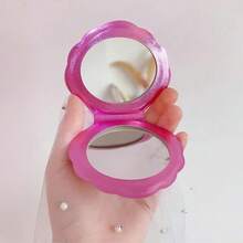 Glitter Shell Makeup Mirror, Double-Sided Magnifying Makeup Mirror, Portable Mini Folding Handheld Small Mirror, Travel Makeup Mirror, Exquisite Small Gift, Suitable For Party, Mirror, School, Cosmetics, Pearl, Distribution, School, Small Mirror - Multicolor - View 3
