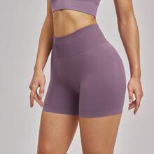 Women's Knitted High Elasticity Sports Shorts, Butt-Lifting Design, Perfect For Sports And Exercise - Lilac Purple - View 4
