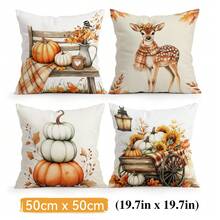 4pcs/1pc Autumn Farm Harvest Theme Pillow Covers, Single-Sided Printed Pillow Covers, Suitable For Living Room Bedroom Home Decor, All-Season Pillow Covers - Multicolor - View 17