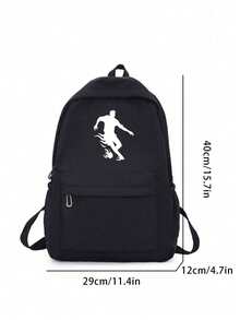 1 pieza Mochila de moda de unicolor para hombres, mochila versátil de gran capacidad para uso casual, transporte y estudiantes para hombres y mujeres - Negro - Ver 7