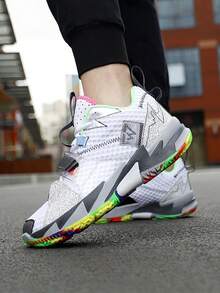 Men's Basketball Shoes, Breathable, Anti-Slip, Shock-Absorbing, Suitable For Basketball, Jogging, Daily Wear - White Cement - View 8