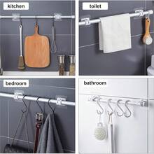 8pcs Self-Adhesive Curtain Rod Brackets, No-Drill Curtain Rod Hooks, Adjustable Curtain Hooks Without Nails, Suitable For Bathroom, Kitchen, Home, Hotel (Black) - Black - View 6