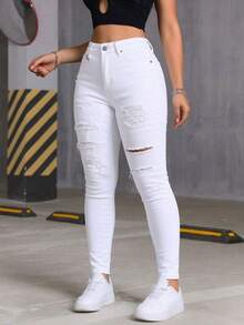 Women Jeans - 純白 - 查看 3