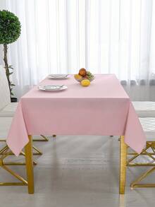 1 pieza Mantel rectangular, adecuado para buffet, fiesta de vacaciones, cena, boda y baby shower, decoración del hogar, mantel de unicolor, mantel de tela - Rosa - Ver 5