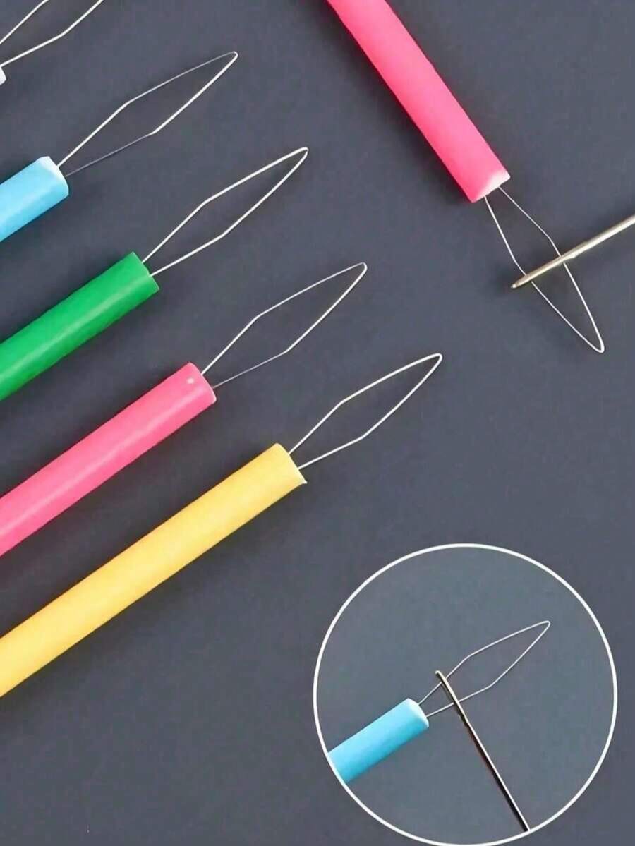 7pcs Cylindrical Colorful Threading Tools, Sewing Threading Tool DIY Sewing Accessories, Beading Threading Tool, Elderly Threading Tool, Quick Threading Tool, Automatic Threading Assistant, Thumb Sewing Machine Threading Tool, Multi-Functional Quick Threading Tool - Multicolor - View 1