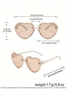 1 Set 3pcs Kids 4-8 Years Old Sequin Heart-Shaped Fashion Glasses, With Bow And Flower Decoration, PC Frame Cute Princess Style, Suitable For Party, Vacation, All Seasons Wear - Multicolor - View 8