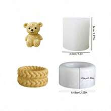 SILIKE LUFEI 2pcs Sitting Bear & 2-Layer Rope Candle Holder Silicone Mold, Suitable For Resin, Plaster, Candle, Aromatherapy Products, Home Decor, Wedding Tabletop Display - Silicone Mold - View 2
