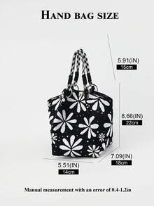 1pc Cartoon Floral Large Capacity Lightweight Tote Bag, Suitable For Commuting, School, Travel, Portable Matching With Clothes, All Seasons - Multicolor - View 4