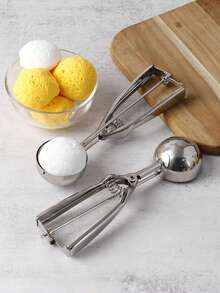 1pc Stainless Steel Ice Cream Scoop, 304/430 Multi-Purpose Dessert Scoop Tool, For Ice Cream, Cookie Dough, Watermelon, Fruit, Home Baking Tool, Suitable For Home Kitchen - Multicolor - View 4