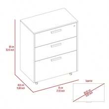 3 Drawers Storage Cabinet With Casters Lions Office, Black Wengue Finish-XY920509 - 1 - View 7