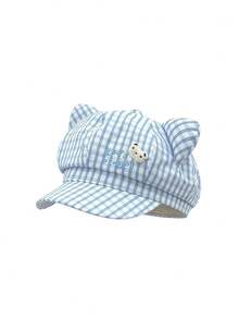 1 pezzo Berretto a quadri con orecchie da gatto carino per donne, cappello da pittore sottile e traspirante per primavera/estate, berretto ottagonale versatile, effetto snellente per il viso - multicolore - Visualizzare 5