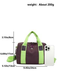 Unisex Minimalist Colorblock Handbag, Small School Backpack, Multi-Functional Storage Bag, Gym Bag, Crossbody Bag For Women - Purple - View 6
