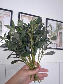 24/12/6件組人造橄欖枝帶果實，綠色橄欖葉植物莖花環，花瓶裝飾仿真植物，橄欖風格家居裝飾，適用於居家辦公室、生日派對、婚禮、節日、畢業典禮、桌面中心裝飾、露台花園、牆面、臥室、廚房 - 綠色 - 查看 3