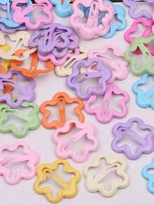 10/30/50pcs-New Colorful Flower BB Hair Clips, Girls Side Bangs Hair Clips, Suitable For Casual Versatile Fashion Hair Accessories - Multicolor - View 5