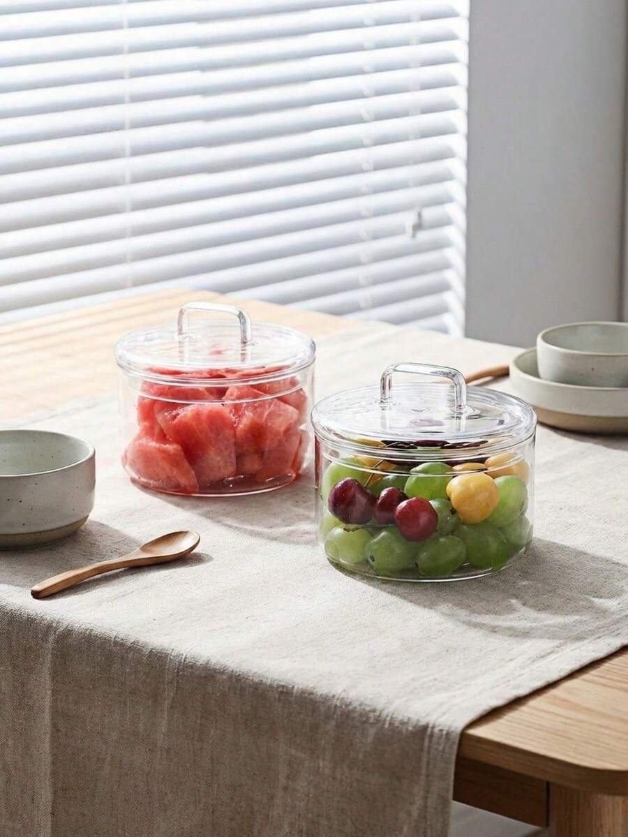 Haus Hana 1只高硼硅玻璃碗配蓋,適用於水果、甜點、糖果、小食品和存儲兒童沙拉碗 - 無色 - 查看 1
