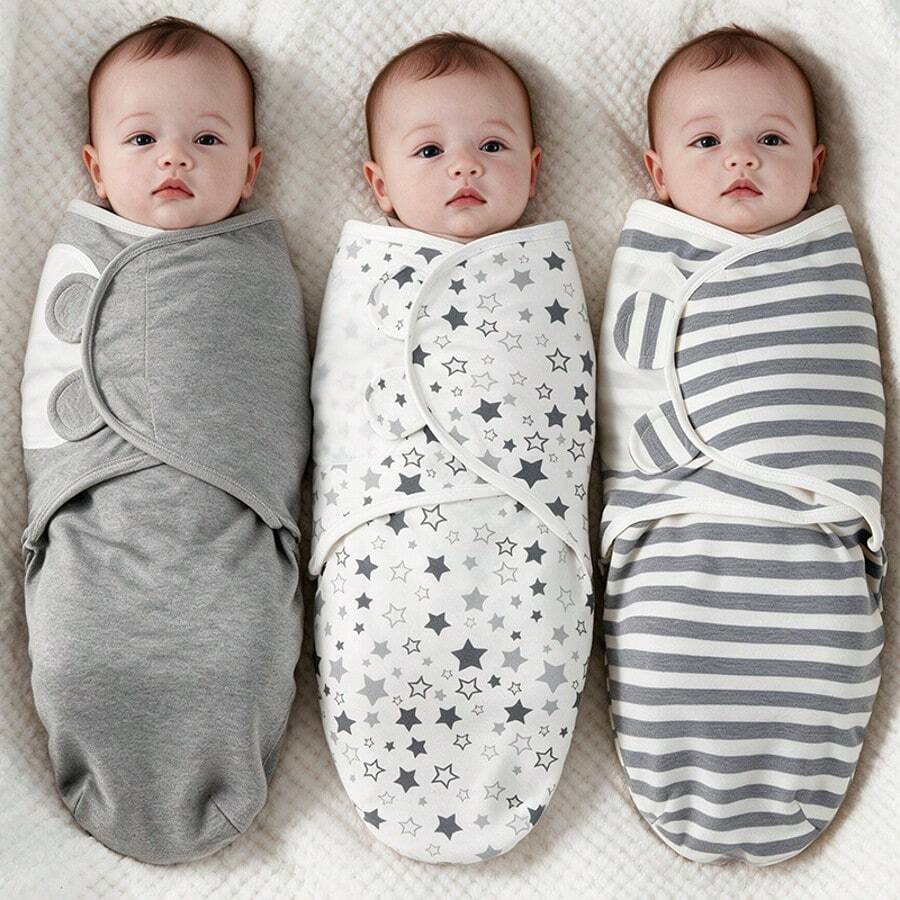 1 Set Butterfly Swaddle Blanket, Swaddle Wrap Combination Style, Soft Skin-Friendly, Absorbent And Breathable, Newborn Essential - Multicolor - View 1