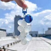 1pc UV Color Changing Grape Keychain, Simulated Fruit Cluster Charm With Bell & Snap Hook For Bag Car Accessory Gift - Multicolor - View 4