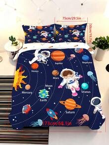 2/3件套太陽系被套組，全尺寸，太空主題床上用品套裝，適合兒童、青少年與成人，宇宙行星床品套裝 - 彩色 - 查看 14