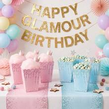 10/20/40Pcs,Pink Blue Glitter Drip Popcorn Treat Boxes, Disposable Paper Snack Favor Boxes, Dripping Icing Pattern Favor Containers Party Favor Supplies For Gender Reveal, BabyShower, Birthday & Wedding Celebrations - View 2