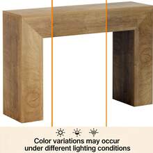 LITTLE TREE 110cm Wooden Farmhouse Console Table Rectangular Sofa Table Hall Living Room - Light Brown - View 9