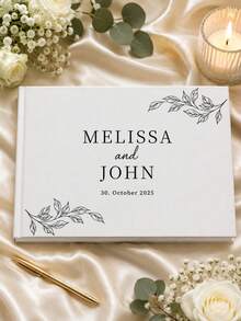 Personalized Wedding Guest Book, Linen Cover Photo Album, Customized Engagement Keepsake Signature Book, Wedding Commemorative Memory Book - Multicolor - View 2