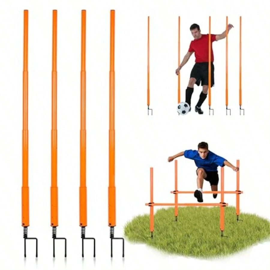 Telescopic Length Soccer Poles Fixed And Collapsible Options Agility Training Hurdles And Football Obstacle For Teenager Soccer Training Outdoor Sports Speed Training Equipment - Long57.5 - View 1