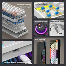 RAIKU Blue Switch Mechanical Keyboard, Gaming Dedicated Hot-Swappable Switches, High Performance Detachable Cable Mechanical Keyboard, RGB 80% Illuminated Keyboard - View 7